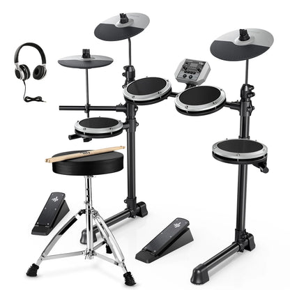 Electronic Drum Kits for Beginner with 4 Quiet Mesh Pads, 31 Kits and 450+ Sounds, Melodics Lessons, DED-200 Lite