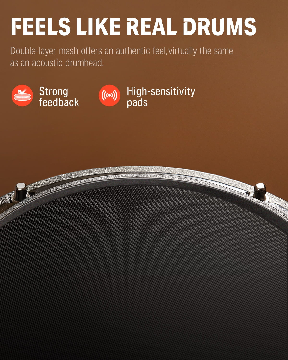 Electronic Drum Kits for Beginner with 4 Quiet Mesh Pads, 31 Kits and 450+ Sounds, Melodics Lessons, DED-200 Lite