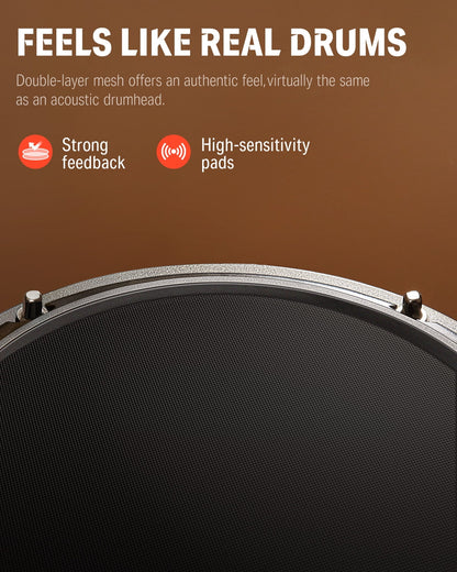 Electronic Drum Kits for Beginner with 4 Quiet Mesh Pads, 31 Kits and 450+ Sounds, Melodics Lessons, DED-200 Lite