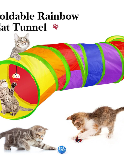 Load image into Gallery viewer, 32 PCS Cat Toys Kitten Toys, Variety Catnip Toys with Rainbow Tunnel Interactive Cat Feather Teaser Spring Toy Set for Cat, Kitty
