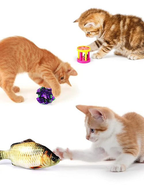 Load image into Gallery viewer, 32 PCS Cat Toys Kitten Toys, Variety Catnip Toys with Rainbow Tunnel Interactive Cat Feather Teaser Spring Toy Set for Cat, Kitty
